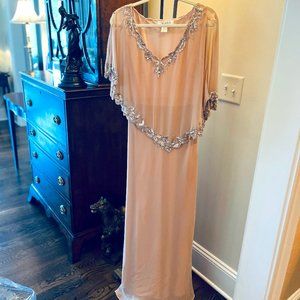 JKARA Formal Blush w/Sequin Neckline Maxi Dress Size 10